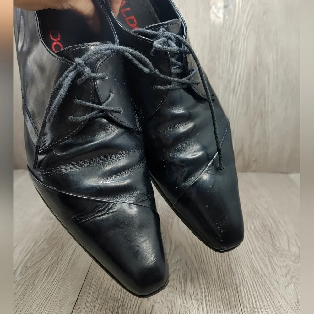 Aldo Oxford Shoes Lace Up Black Wrap Pointed Almond Toe EU 41 US‎ 8 Derby